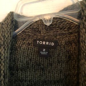 Dark green duster length sweater